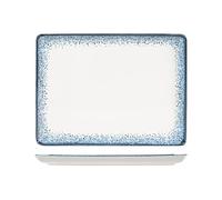 H&H Jupiter - Plato rectangular de porcelana, 22 x 30 cm, diseño moderno, elegante, para servir platos, tonos azules