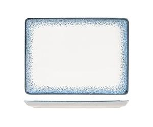 H&H Jupiter - Plato rectangular de porcelana, 22 x 30 cm, diseño moderno, elegante, para servir platos, tonos azules