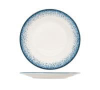 H&H Júpiter Plato Redondo Porcelana, 30Cm, Azul Y Marfil