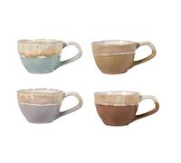 H&H Malika Set 4 Tazas Cafè, Gres, Colores Surtidos, 110cc