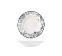 H&H Mayfair - Juego de 6 platos hondos de porcelana, color gris y blanco, 22,5 cm, estilo inglés