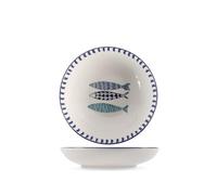 H&H Mediterraneo - Juego de 6 platos hondos de cerámica, 20 cm, para playa, verano y pescado