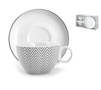 H&h Paquete De 2 Tazas Jumbo De Porcelana Con Platillos