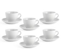 H&H Paquete De 6 Cafés Pearl Con Plato De Porcelana Blanca cc 90