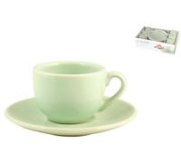 H&h Paquete De 6 Tazas De Café Con Plato Cerámica Madeline Verde 632