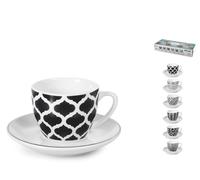 H&H Paquete De 6 Tazas De Café Mirage Con Plato De Porcelana Decorada CC 110