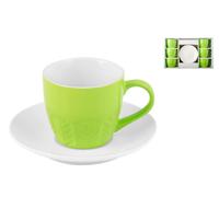 H&h Paquete De 6 Tazas De Café New Bone China Con Plato Verde