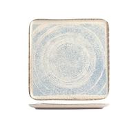 H&H Piatto Quadrato Sky In Stoneware Azzurro E Marrone Cm 26