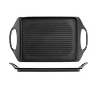 H&H Placa de aluminio fundido con revestimiento antiadherente rectangular 34 x 26 cm, color negro