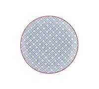 H&H Positano Juego Platos Fruta, Stoneware, Azul/Rojo, 6 Unidad