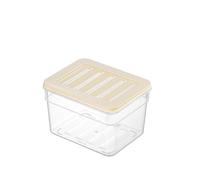 H&H Recipiente Easyfresh de polipropileno transparente con tapa beige - Forma rectangular, capacidad 1100 ml - Apto para lavar en lavavajillas