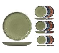 H&H, Servicio de mesa de 18 piezas Nordic Havana, gres, platos llanos de 26 cm, hondos 20,5 cm, fruta 20 cm, colores surtidos otoñales