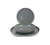 H&H Servizio Tavola 12 Pezzi Pearl Azzurro In Porcellana