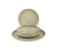 H&H Servizio Tavola 12 Pezzi Pearl Verde In Porcellana