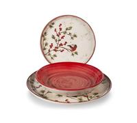 H&H Servizio Tavola Natalizio 18 Pezzi Red Delights In Stoneware