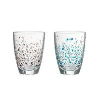 H&h set 12 bicchieri tie&bright in vetro decorato cl 28