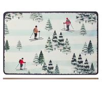 H&H Set 2 Tovagliette In Sughero Decoro Sciatori Cm 43x28