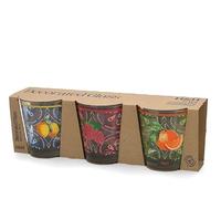 H&H Set 3 Bicchieri Fruits In Vetro Decorato Cl 25