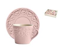 Set H&H Nuevo 4 Tazas De Café Fairylove Rosa Con Platillo Cc 165
