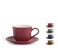 H&H set 4 tazze t con piattino colori assortiti cc 250