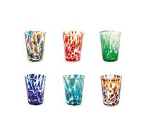 H&H Set 6 Bicchieri Veneziano In Vetro, Multicolore, Cl 5