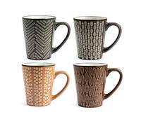 H&H Set 6 Mug Ethnic In Stoneware Colori Assortiti Cc300