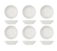 H&H Set 6 Piatti Fondi Lotus Bianco Cm18