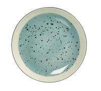 H&H Set 6 Piatti In Stoneware Mimosa Azzurro Fondo Cm22