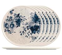 H&H set 6 Piatti tondi Indigo In Stoneware Cm 32