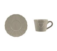 H&H Set 6 Tazze Caffe Celine In Stoneware Con Piatto Grigio Cc100