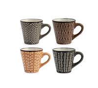 H&H Set 6 Tazze Caffe Ethnic In Stoneware Senza Piatto Colori Cc100