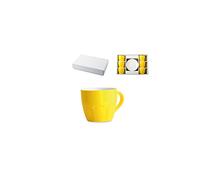 H&H Set 6 Tazze Caffe New Bone China Decoro In Rilievo Giallo Cc130