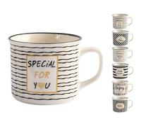 H&H Set 6 Tazze Jumbo Black Gold In New Bone China Cc410