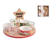 H&H Set 8 Pezzi Natale Con Base In Bambu
