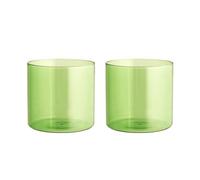 H&H Set de 2 Vasos Daylight Verdes 33 cl - Vasos Cilíndricos de Diseño en Vidrio Borosilicato Verde, Elegantes y Aptos para Lavavajillas