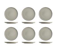 H&H Set de 6 Platos de Fruta Pearl de Porcelana Gris 19 cm - Diseño Elegante y Moderno - Perfectos para Postres, Aperitivos y Frutas - Apto para Microondas y Lavavajillas