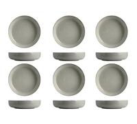 H&H Set de 6 Platos Hondos Pearl de Porcelana Gris 19 cm - Diseño Elegante y Funcional - Perfectos para Sopas, Cremas y Pastas - Apto para Microondas y Lavavajillas