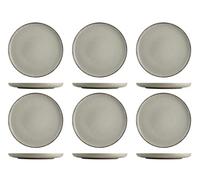 H&H Set de 6 Platos Llanos Pearl de Porcelana Gris 27 cm - Diseño Moderno y Sofisticado - Perfectos para Uso Diario y Eventos - Apto para Microondas y Lavavajillas
