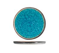 H&H Set de 6 Platos Llanos Stoneware Teide Azul 27 cm - Diseño Rústico y Moderno - Perfectos para Uso Diario y Eventos - Resistente y Apto para Lavavajillas