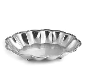 H&H Sheffield Vassoio Ovale 28 x 21 cm, Ottone, Argento