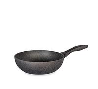 H&H Stone Grey Wok de aluminio con revestimiento antiadherente Stone, 24 cm, inducción