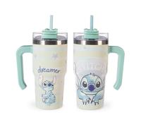 H&H Taza térmica con pajita Stitch Dreamer - Vaso térmico 0,6 l, acero inoxidable, aislamiento térmico de doble pared, reutilizable, antigoteo, ideal para la escuela, oficina, deportes y viajes