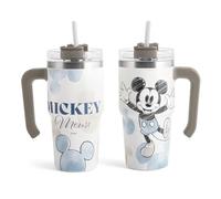 H&H Taza térmica de acero inoxidable con pajita Mickey Blogger - 600 ml, mantiene bebidas calientes y frías, diseño moderno
