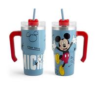 H&H Taza térmica de acero inoxidable con pajita Mickey Comeback - 600 ml, mantiene bebidas calientes y frías, diseño icónico
