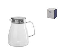 H&H Tetera De Vidrio Borosilicato Transparente Con Tapa En Acero Inox 800