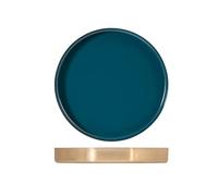 H&H Vassoio Inox Tondo Verde Ottanio Cm 35