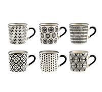 H&H Vhera, Juego de 6 tazas de café, color blanco y negro, 90ml