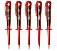H + H Werkzeug 45400 5 x 45400 - Comprobador europeo de tensión/comprobador de fases hasta 250 V GS probado según VDE 0680, fabricado en Alemania, rojo/negro, 150 mm
