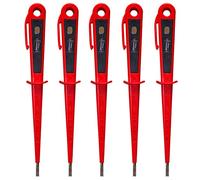 H+H Werkzeug 45800 - Comprobador de tensión y fase (5 x 45800, hasta 250 V, GS, fabricado en Alemania, 190 mm), color rojo y negro