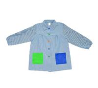 H HANSEL HOME Bata Escolar, Babi Escolar Infantil para Guarderia y Colegio, Bata Escolar Niño Niña con Botones y Cuello - Azul, Talla 1 (2-3 años)